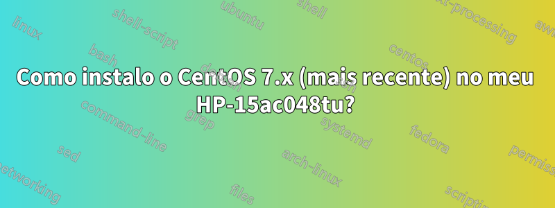 Como instalo o CentOS 7.x (mais recente) no meu HP-15ac048tu?