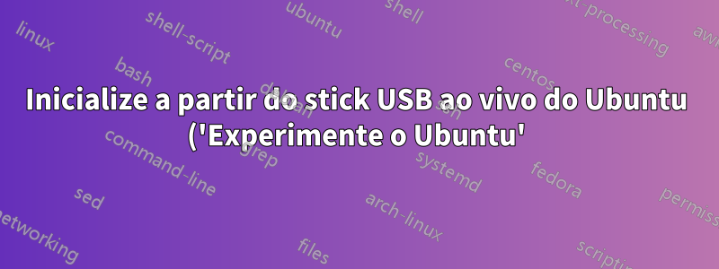 Inicialize a partir do stick USB ao vivo do Ubuntu ('Experimente o Ubuntu'). Como ver o conteúdo do disco USB?