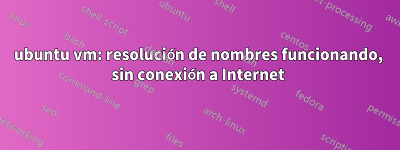ubuntu vm: resolución de nombres funcionando, sin conexión a Internet