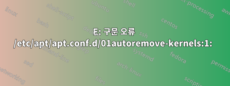 E: 구문 오류 /etc/apt/apt.conf.d/01autoremove-kernels:1: 