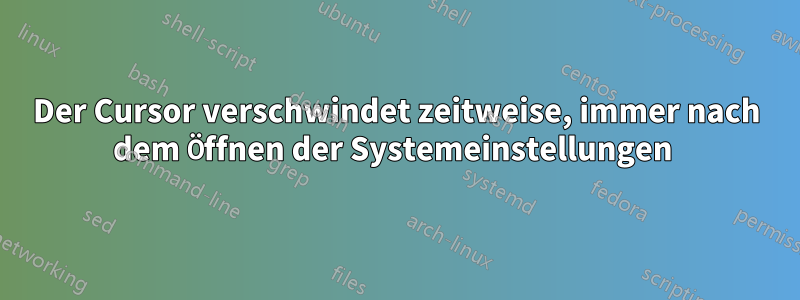 Der Cursor verschwindet zeitweise, immer nach dem Öffnen der Systemeinstellungen 