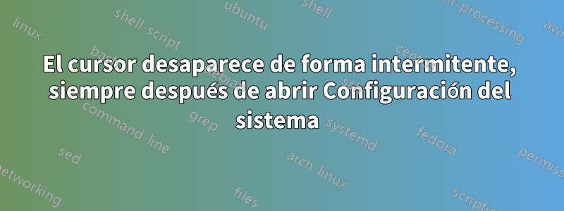 El cursor desaparece de forma intermitente, siempre después de abrir Configuración del sistema 