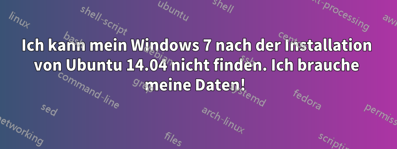 Ich kann mein Windows 7 nach der Installation von Ubuntu 14.04 nicht finden. Ich brauche meine Daten! 