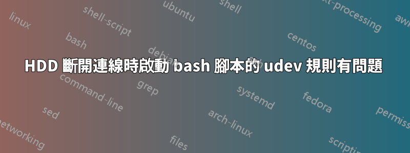 HDD 斷開連線時啟動 bash 腳本的 udev 規則有問題