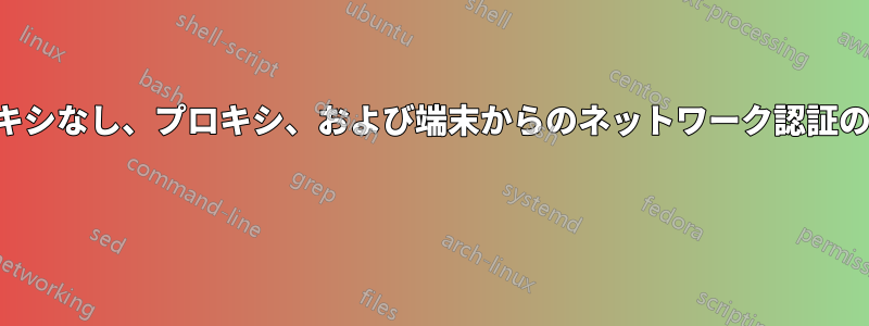 プロキシなし、プロキシ、および端末からのネットワーク認証の設定 