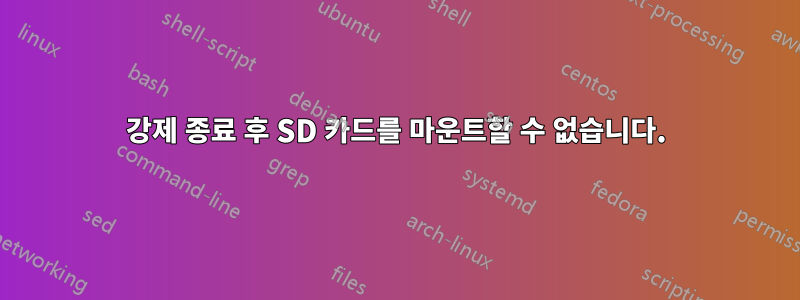 강제 종료 후 SD 카드를 마운트할 수 없습니다.