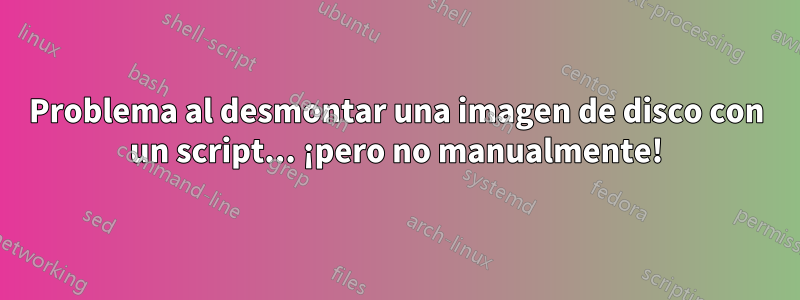 Problema al desmontar una imagen de disco con un script... ¡pero no manualmente!