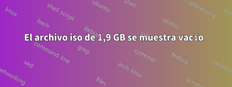 El archivo iso de 1,9 GB se muestra vacío 