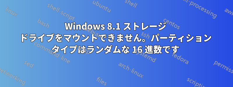 Windows 8.1 ストレージ ドライブをマウントできません。パーティション タイプはランダムな 16 進数です