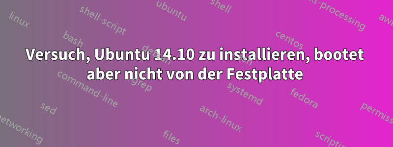 Versuch, Ubuntu 14.10 zu installieren, bootet aber nicht von der Festplatte