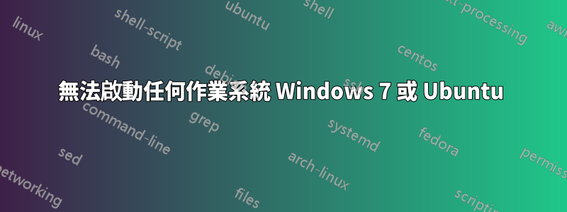 無法啟動任何作業系統 Windows 7 或 Ubuntu