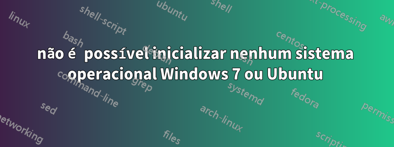 não é possível inicializar nenhum sistema operacional Windows 7 ou Ubuntu