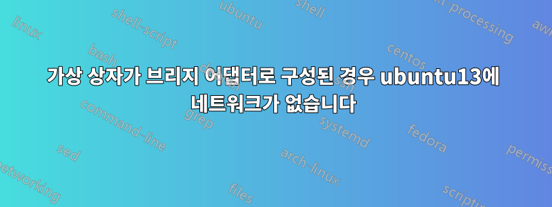 가상 상자가 브리지 어댑터로 구성된 경우 ubuntu13에 네트워크가 없습니다