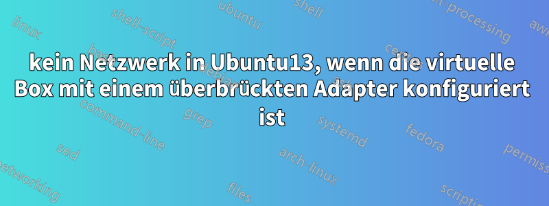 kein Netzwerk in Ubuntu13, wenn die virtuelle Box mit einem überbrückten Adapter konfiguriert ist