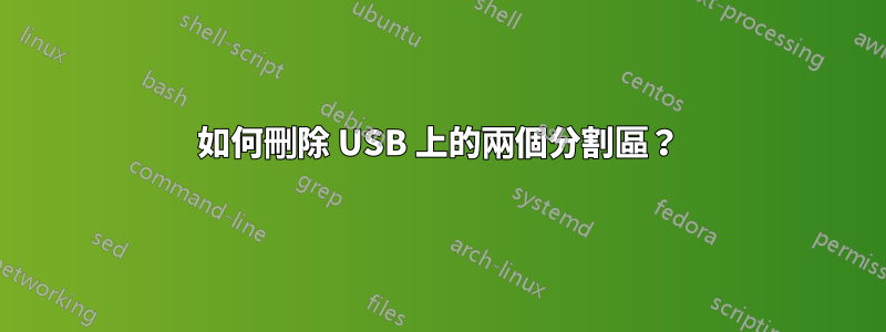 如何刪除 USB 上的兩個分割區？