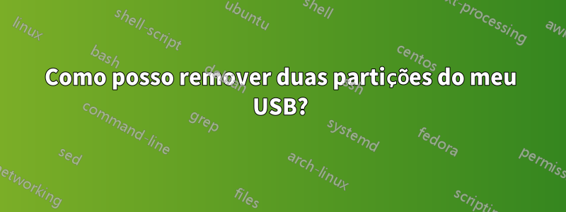 Como posso remover duas partições do meu USB?