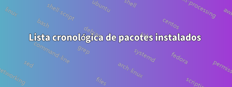 Lista cronológica de pacotes instalados