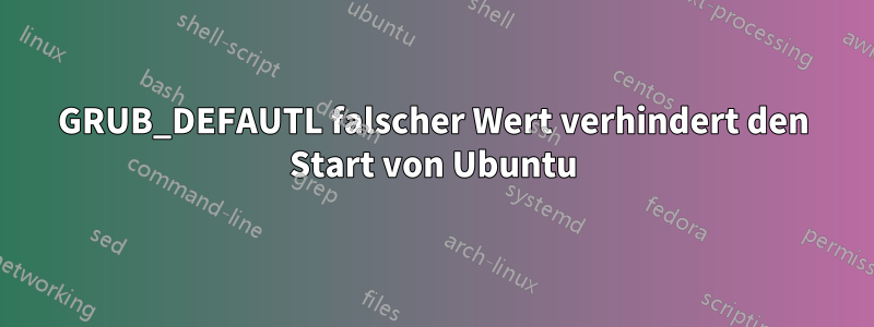 GRUB_DEFAUTL falscher Wert verhindert den Start von Ubuntu