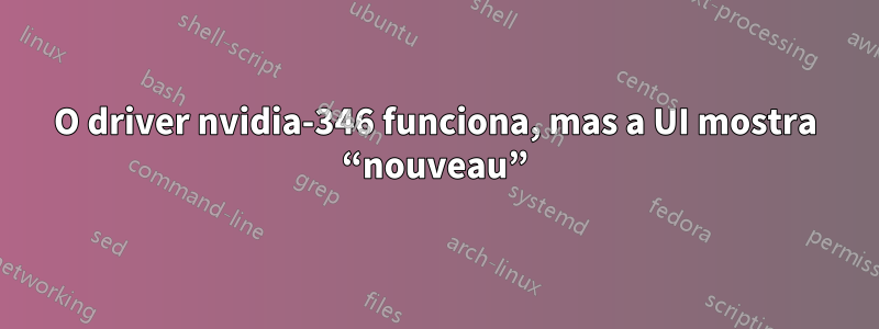 O driver nvidia-346 funciona, mas a UI mostra “nouveau”