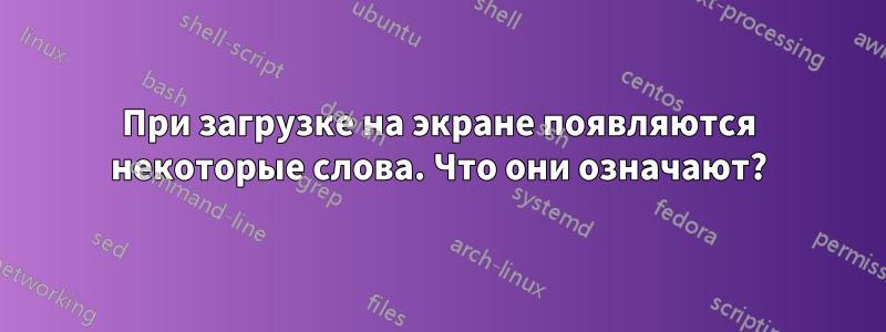 При загрузке на экране появляются некоторые слова. Что они означают?