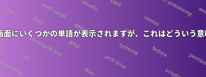 起動時に画面にいくつかの単語が表示されますが、これはどういう意味ですか?