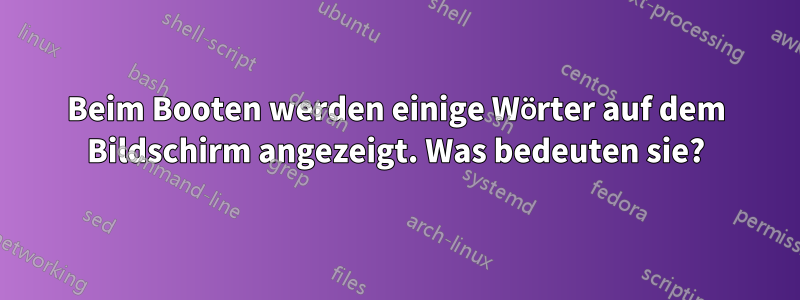 Beim Booten werden einige Wörter auf dem Bildschirm angezeigt. Was bedeuten sie?