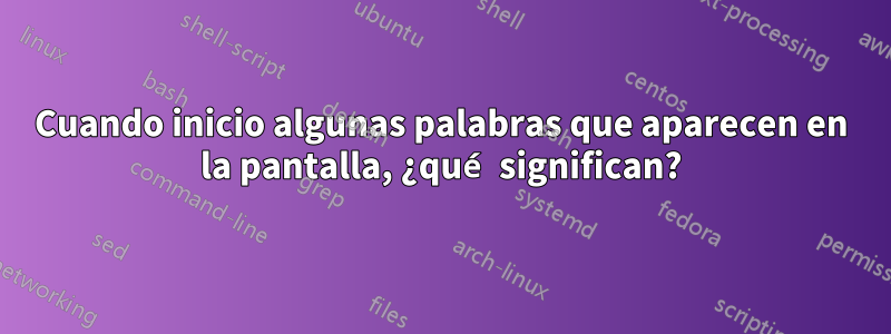 Cuando inicio algunas palabras que aparecen en la pantalla, ¿qué significan?