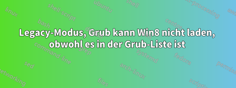 Legacy-Modus, Grub kann Win8 nicht laden, obwohl es in der Grub-Liste ist