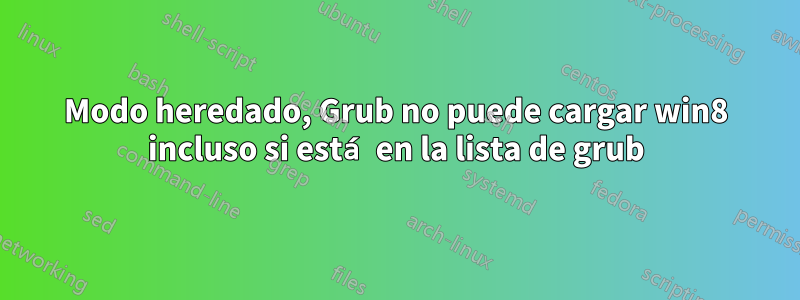 Modo heredado, Grub no puede cargar win8 incluso si está en la lista de grub