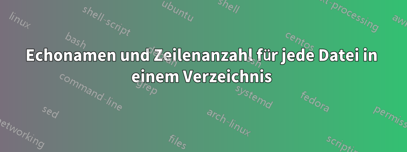 Echonamen und Zeilenanzahl für jede Datei in einem Verzeichnis