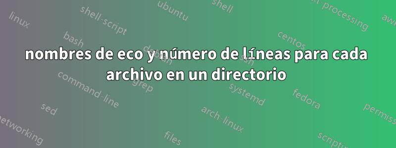 nombres de eco y número de líneas para cada archivo en un directorio