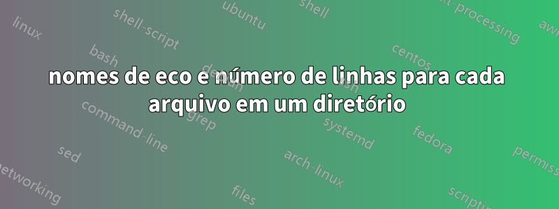 nomes de eco e número de linhas para cada arquivo em um diretório