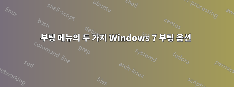 부팅 메뉴의 두 가지 Windows 7 부팅 옵션