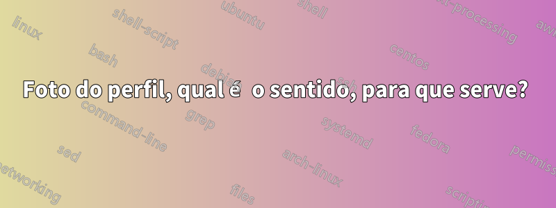 Foto do perfil, qual é o sentido, para que serve?