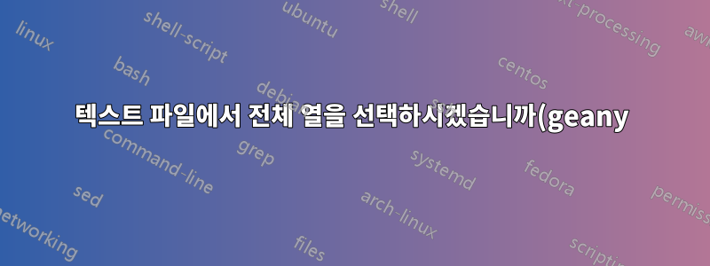 텍스트 파일에서 전체 열을 선택하시겠습니까(geany)?