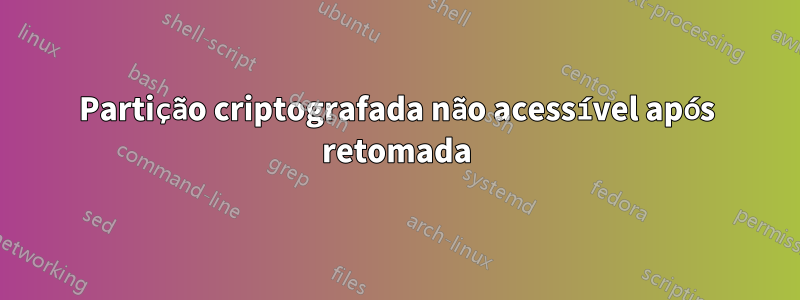 Partição criptografada não acessível após retomada