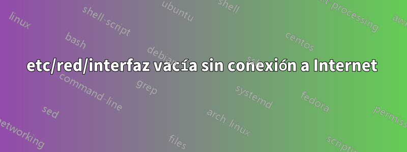 etc/red/interfaz vacía sin conexión a Internet