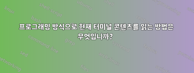 프로그래밍 방식으로 현재 터미널 콘텐츠를 읽는 방법은 무엇입니까? 