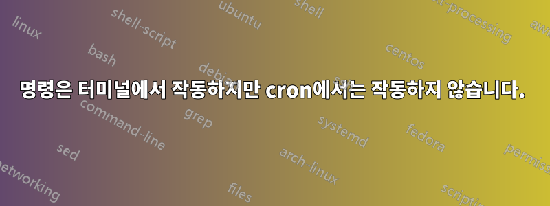 명령은 터미널에서 작동하지만 cron에서는 작동하지 않습니다.