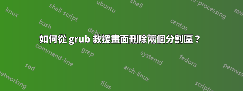 如何從 grub 救援畫面刪除兩個分割區？