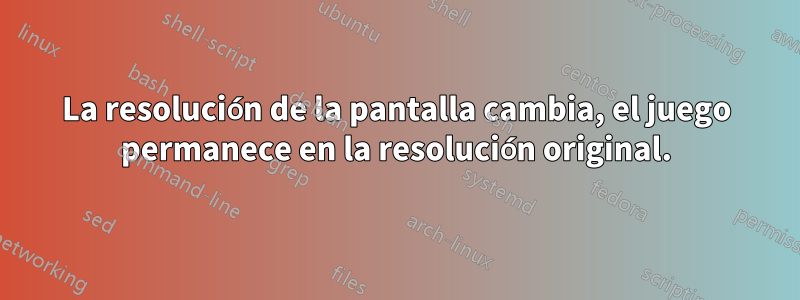 La resolución de la pantalla cambia, el juego permanece en la resolución original.