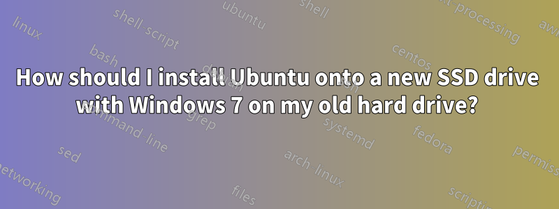 How should I install Ubuntu onto a new SSD drive with Windows 7 on my old hard drive?