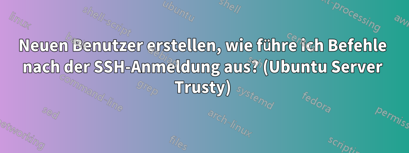 Neuen Benutzer erstellen, wie führe ich Befehle nach der SSH-Anmeldung aus? (Ubuntu Server Trusty)