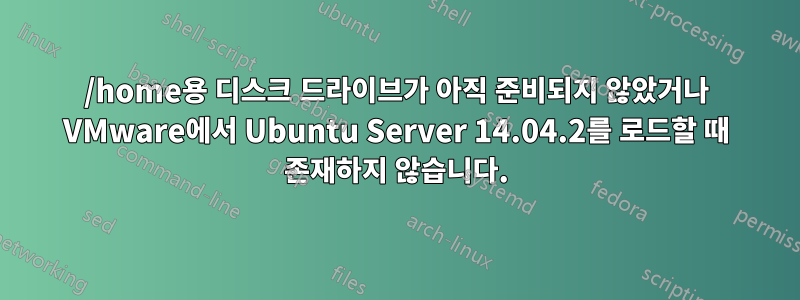 /home용 디스크 드라이브가 아직 준비되지 않았거나 VMware에서 Ubuntu Server 14.04.2를 로드할 때 존재하지 않습니다.