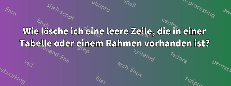 Wie lösche ich eine leere Zeile, die in einer Tabelle oder einem Rahmen vorhanden ist?