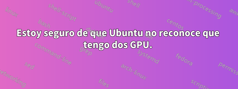 Estoy seguro de que Ubuntu no reconoce que tengo dos GPU.