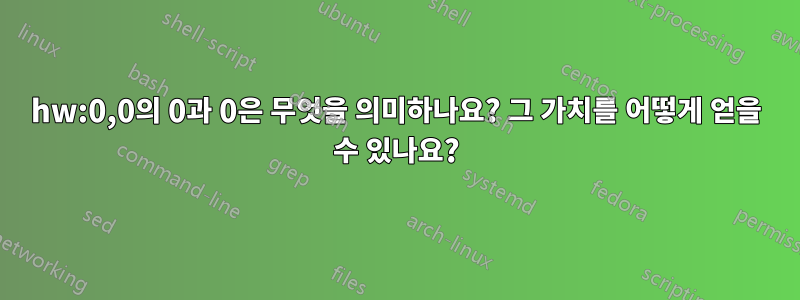 hw:0,0의 0과 0은 무엇을 의미하나요? 그 가치를 어떻게 얻을 수 있나요?