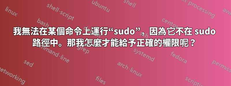 我無法在某個命令上運行“sudo”，因為它不在 sudo 路徑中。那我怎麼才能給予正確的權限呢？