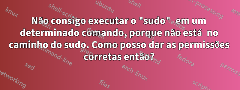 Não consigo executar o "sudo" em um determinado comando, porque não está no caminho do sudo. Como posso dar as permissões corretas então?