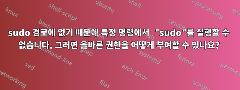 sudo 경로에 없기 때문에 특정 명령에서 "sudo"를 실행할 수 없습니다. 그러면 올바른 권한을 어떻게 부여할 수 있나요?